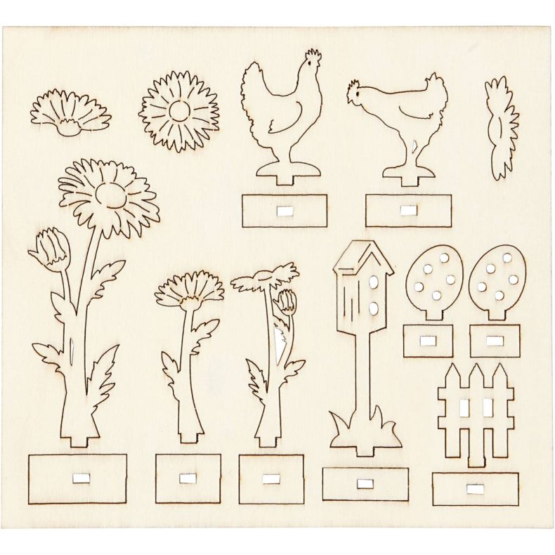 Saml-selv tr&aelig;figur, L: 15,5 cm, B: 17 cm, tykkelse 3 mm, 1 pk.