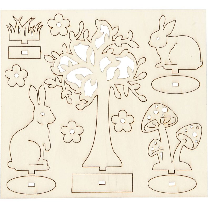 Saml-selv tr&aelig;figur, L: 15,5 cm, B: 17 cm, tykkelse 3 mm, 1 pk.