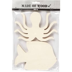 Havdyr-figurer, Bl&aelig;ksprutte og fisk, H: 11 cm, B: 16 cm, tykkelse 1,2 cm, 2 stk./ 1 pk.