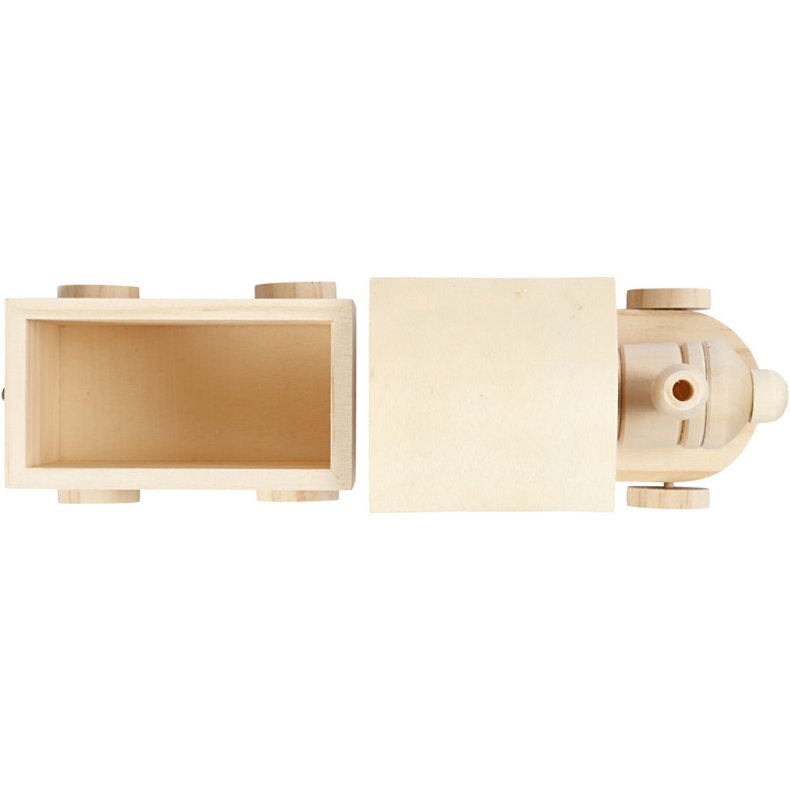 Tog med vogn, H: 9,5 cm, L: 21,5 cm, B: 6,5 cm, 1 stk.
