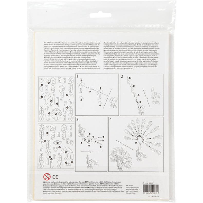 3D konstruktionsfigur, p&aring;fugl, str. 10x20,5x17,5 cm, 1 stk.