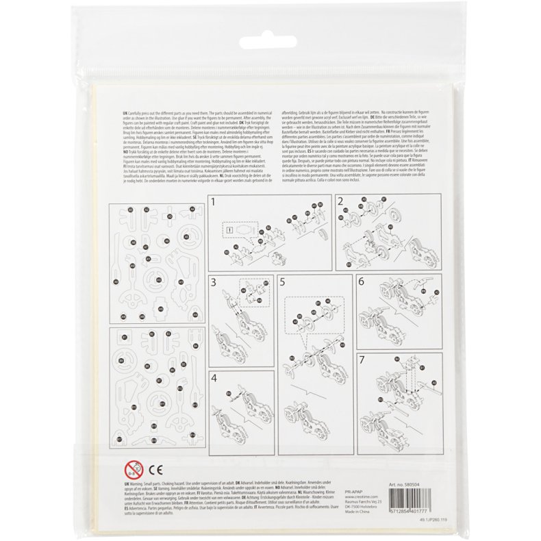 3D konstruktionsfigur, motorcykel, str. 19x9x9 cm, 1 stk.