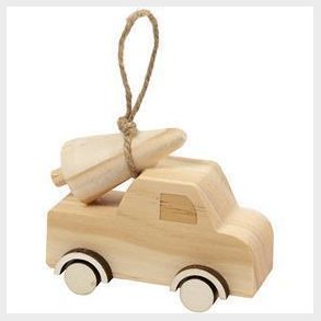 Lastbil med juletr&aelig;, H: 6 cm, L: 7 cm, B: 3,5 cm, 1 stk.