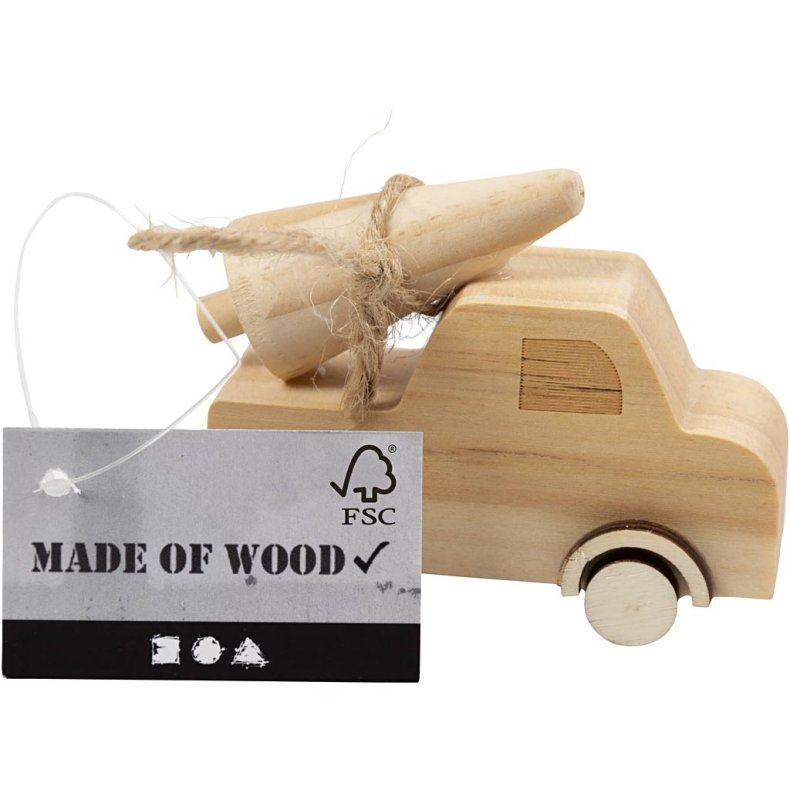 Lastbil med juletr&aelig;, H: 6 cm, L: 7 cm, B: 3,5 cm, 1 stk.