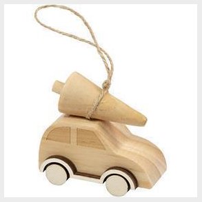 Bil med juletr&aelig;, H: 6 cm, L: 6 cm, B: 3,5 cm, 1 stk.