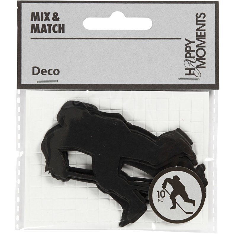 Kartonm&aelig;rkat, ishockeyspiller, str. 54x64 mm, sort, 10 stk./ 1 pk.