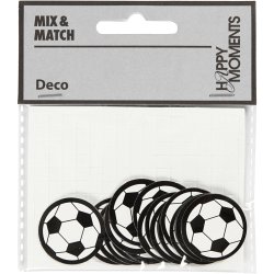 Kartonm&aelig;rkat, fodbold, diam. 25 mm, hvid/sort, 20 stk./ 1 pk.