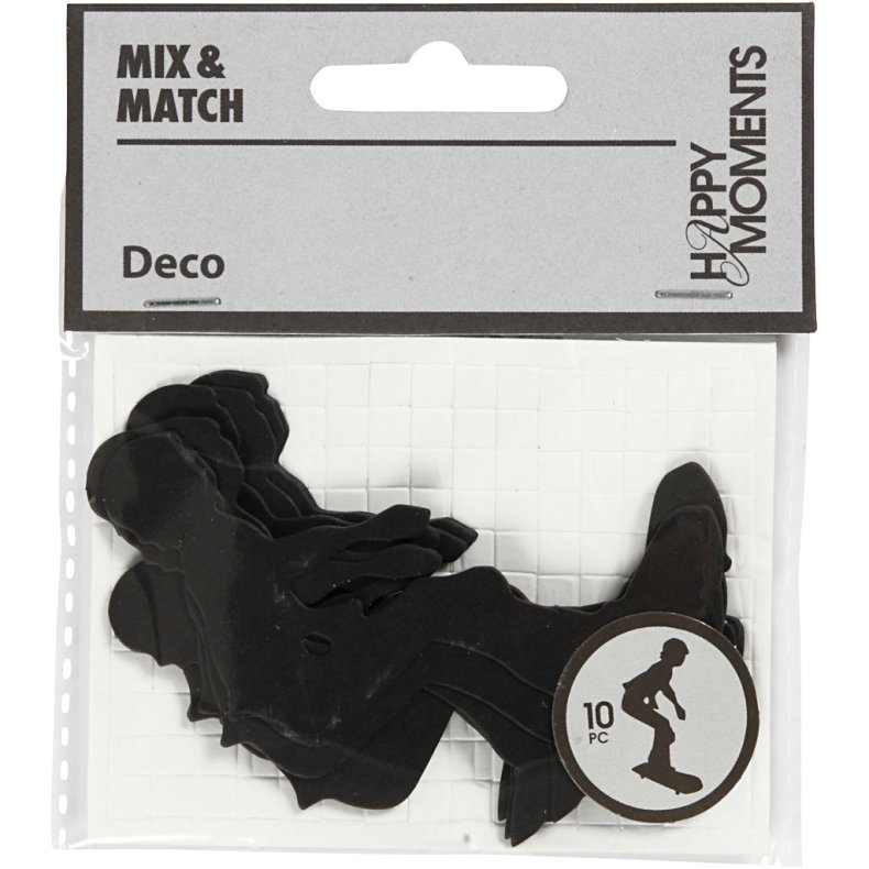 Kartonm&aelig;rkat, skater, str. 56x67 mm, sort, 10 stk./ 1 pk.