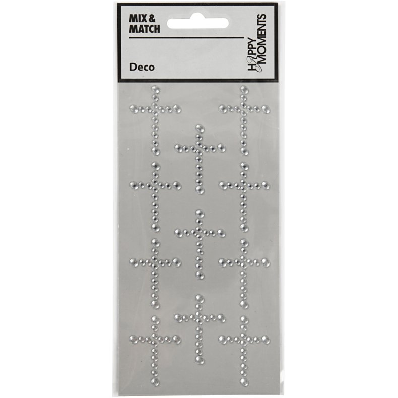 Rhinstenskors, str. 35x25 mm, s&oslash;lv, 11 stk./ 1 pk.