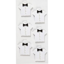 Stickers, skjorte, str. 33x35 mm, hvid, 6 stk./ 1 pk.