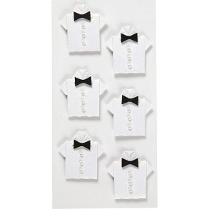 Stickers, skjorte, str. 33x35 mm, hvid, 6 stk./ 1 pk.