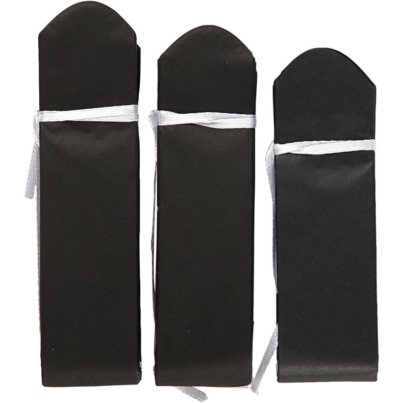 Papirpomponer, diam. 20+24+30 cm, 16 g, sort, 3 stk./ 1 pk.