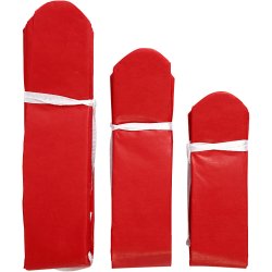 Papirpomponer, diam. 20+24+30 cm, 16 g, r&oslash;d, 3 stk./ 1 pk.