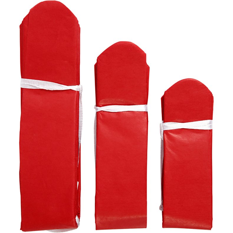 Papirpomponer, diam. 20+24+30 cm, 16 g, r&oslash;d, 3 stk./ 1 pk.