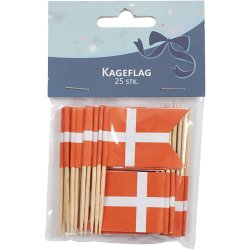 Lagkageflag, H: 6,5 cm, str. 4,1x2,9 cm, 100 stk./ 1 pk., Danmark