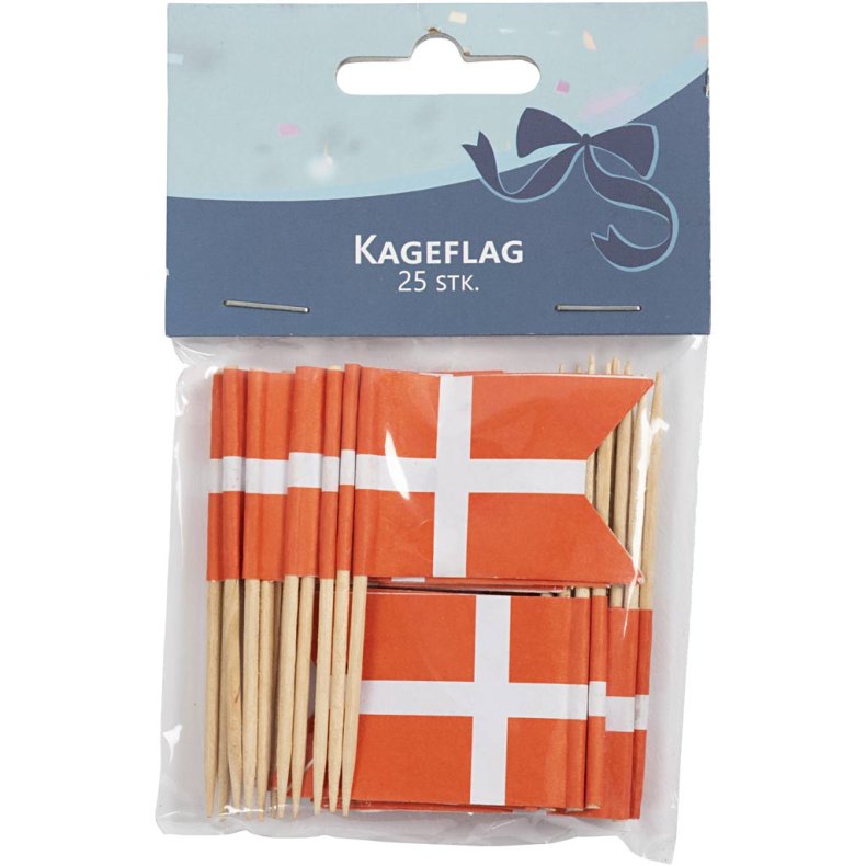 Lagkageflag, H: 6,5 cm, str. 4,1x2,9 cm, 100 stk./ 1 pk., Danmark