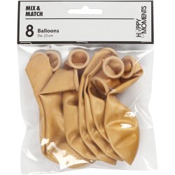 Balloner, runde, diam. 23 cm, guld, 8 stk./ 1 pk.