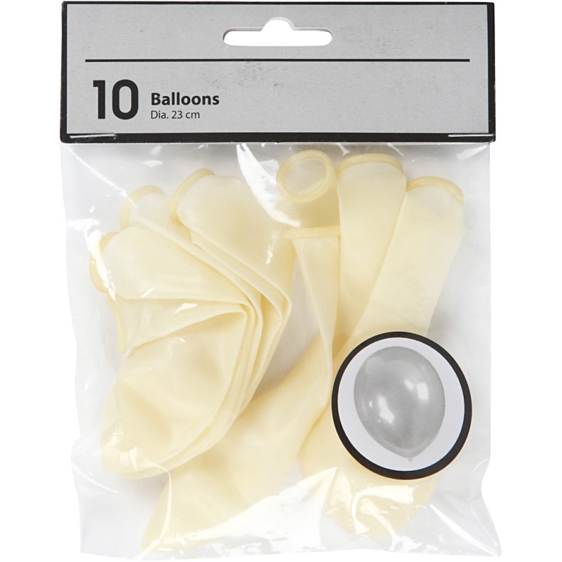 Balloner, runde, diam. 23 cm, transparent, 10 stk./ 1 pk.