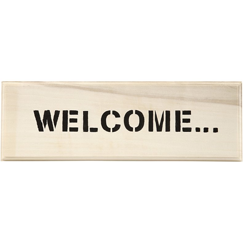 Tr&aelig;skilt, str. 10x30 cm, tykkelse 1 cm, 1 stk.