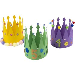 F&oslash;dselsdagskroner, H: 18 cm, L: 66 cm, 300 g, ass. farver, 25 stk./ 1 pk.