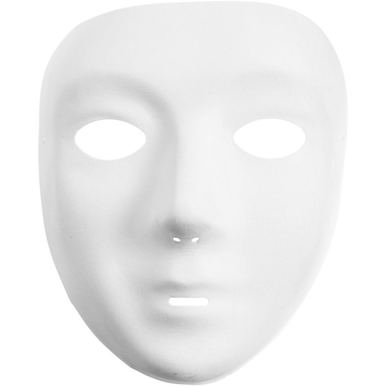 Helmaske, H: 17,5 cm, B: 14 cm, hvid, 1 stk.