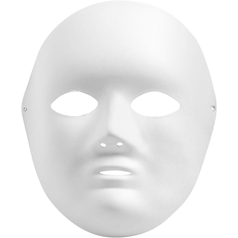 Helmaske, H: 22 cm, B: 17 cm, hvid, 1 stk.