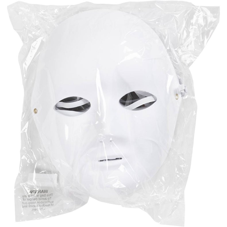 Helmaske, H: 22 cm, B: 17 cm, hvid, 10 stk./ 1 pk.