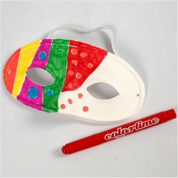 Halvmaske, H: 9,5 cm, B: 18,5 cm, hvid, 10 stk./ 1 pk.