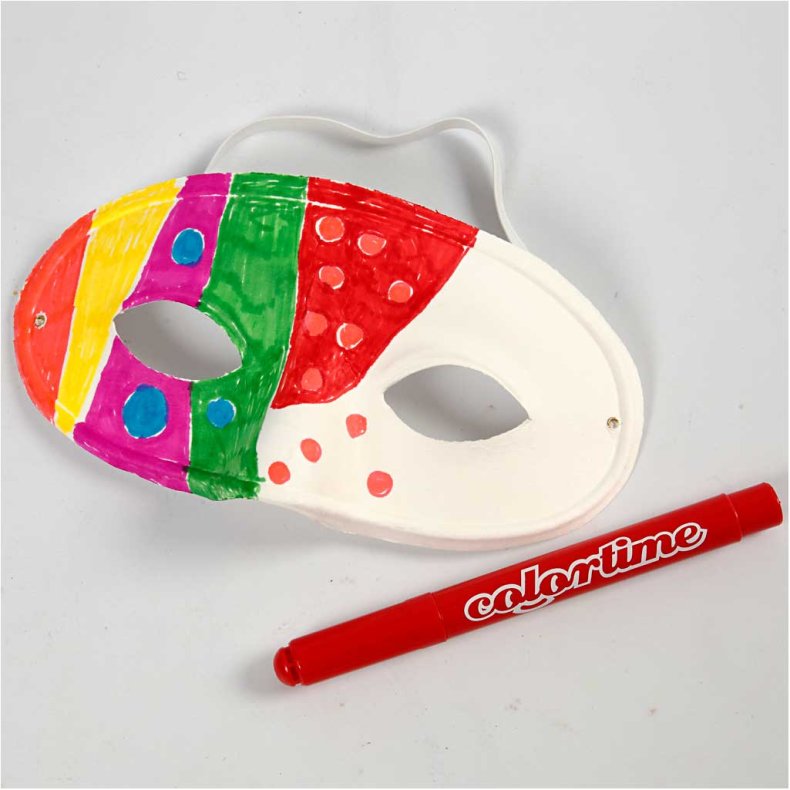 Halvmaske, H: 9,5 cm, B: 18,5 cm, hvid, 10 stk./ 1 pk.