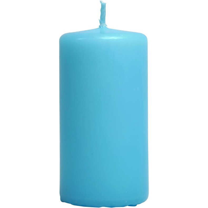 Bloklys, H: 100 mm, diam. 50 mm, lysebl&aring;, 12 stk./ 1 pk.