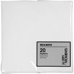 Servietter, str. 40x40 cm, 60 g, hvid, 20 stk./ 1 pk.