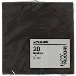 Servietter, str. 33x33 cm, sort, 20 stk./ 1 pk.