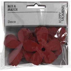 Blomst, str. 57x51 mm, tykkelse 2 mm, vinr&oslash;d, 10 stk./ 1 pk.