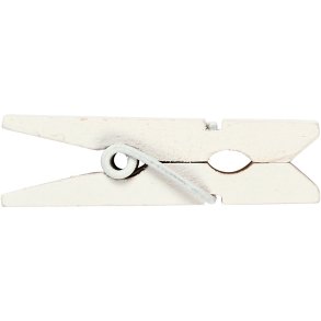 Minitøjklemme, str. 35x7 mm, tykkelse 9 mm, hvid, 20 stk./ 1 pk.