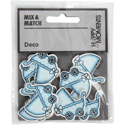 Barnevogn, str. 34x31 mm, tykkelse 1,7 mm, lysebl&aring;, 10 stk./ 1 pk.