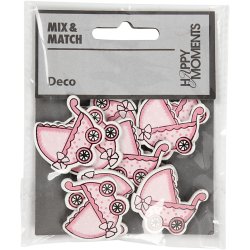 Barnevogn, str. 34x31 mm, tykkelse 1,7 mm, lyser&oslash;d, 10 stk./ 1 pk.