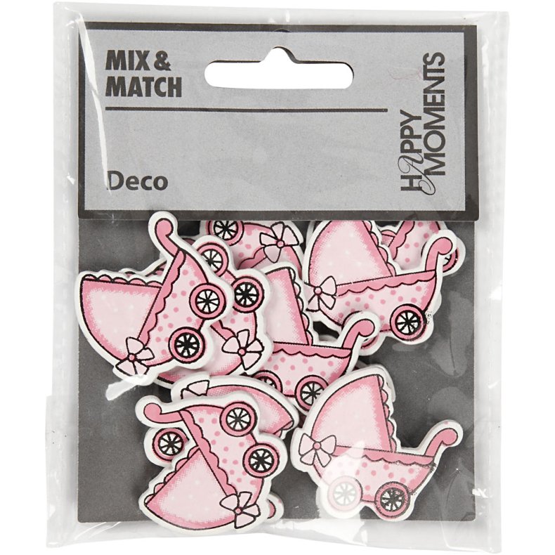 Barnevogn, str. 34x31 mm, tykkelse 1,7 mm, lyser&oslash;d, 10 stk./ 1 pk.