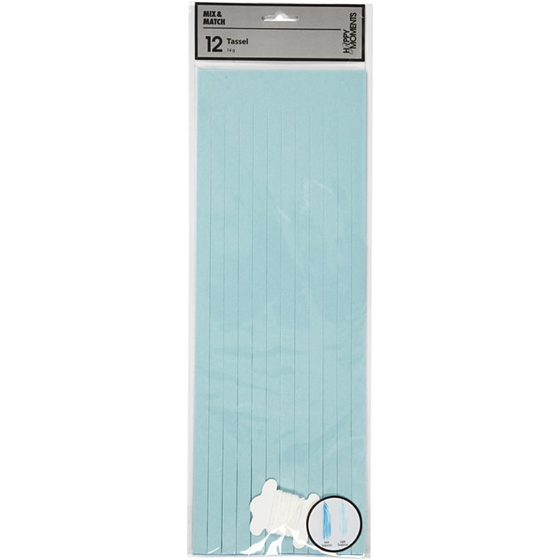 Kvast, str. 12x35 cm, 14 g, bl&aring;, lysebl&aring;, 12 stk./ 1 pk.