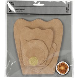 Papirblomster, diam. 15+25 cm, natur, 2 stk./ 1 pk.