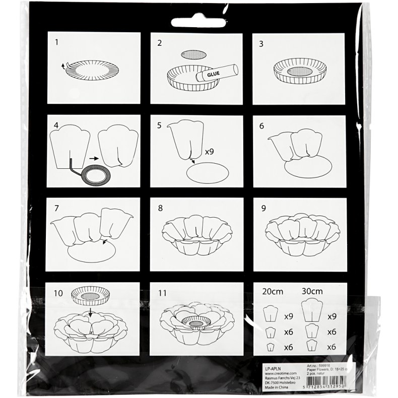 Papirblomster, diam. 15+25 cm, natur, 2 stk./ 1 pk.