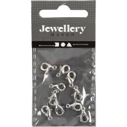 Karabinhage, L: 10 mm, fors&oslash;lvet, 10 stk./ 1 pk.