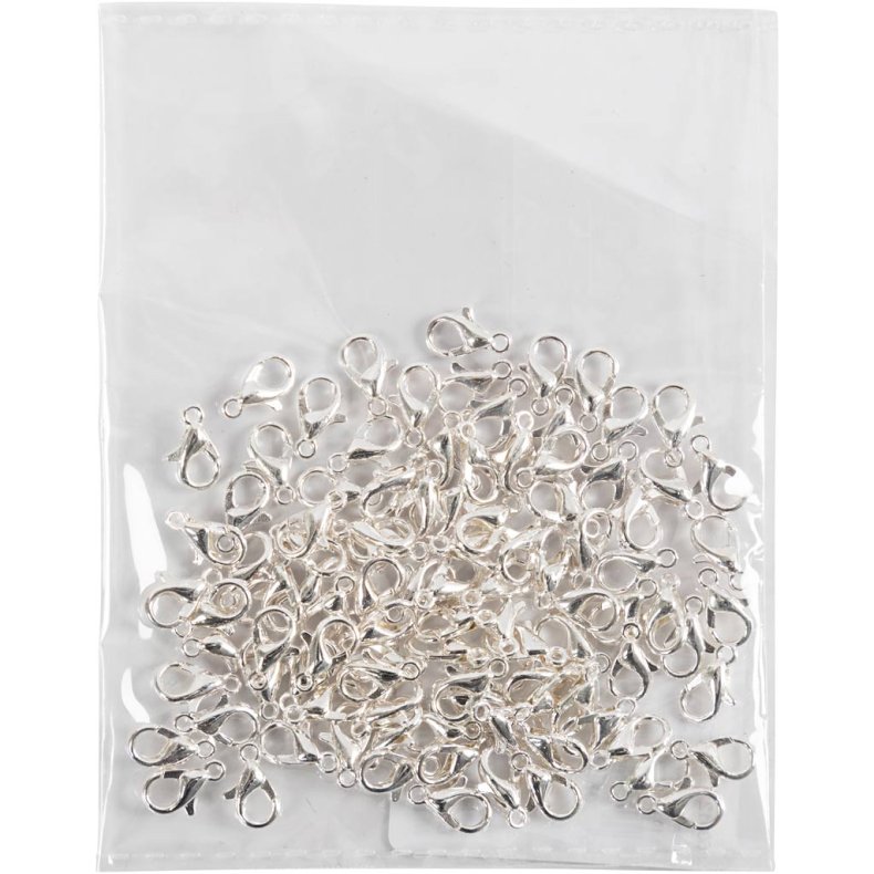 Karabinhage, L: 10 mm, fors&oslash;lvet, 100 stk./ 1 pk.