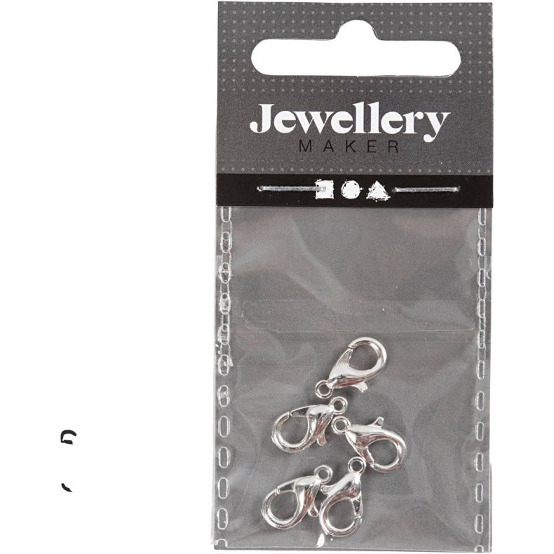 Karabinhage, L: 12 mm, fors&oslash;lvet, 5 stk./ 1 pk.