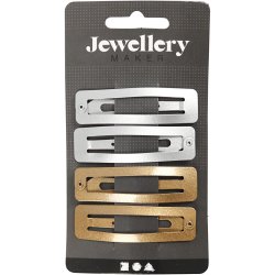 Kn&aelig;ksp&aelig;nde, L: 58 mm, B: 16 mm, guld, s&oslash;lv, 4 stk./ 1 pk.