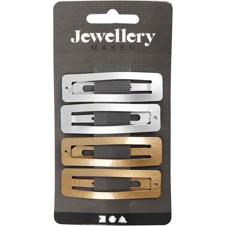 Kn&aelig;ksp&aelig;nde, L: 58 mm, B: 16 mm, guld, s&oslash;lv, 4 stk./ 1 pk.