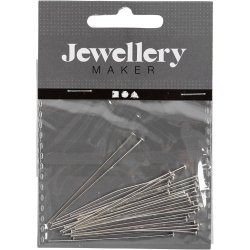 Perlestilk, L: 50 mm, fors&oslash;lvet, 30 stk./ 1 pk.