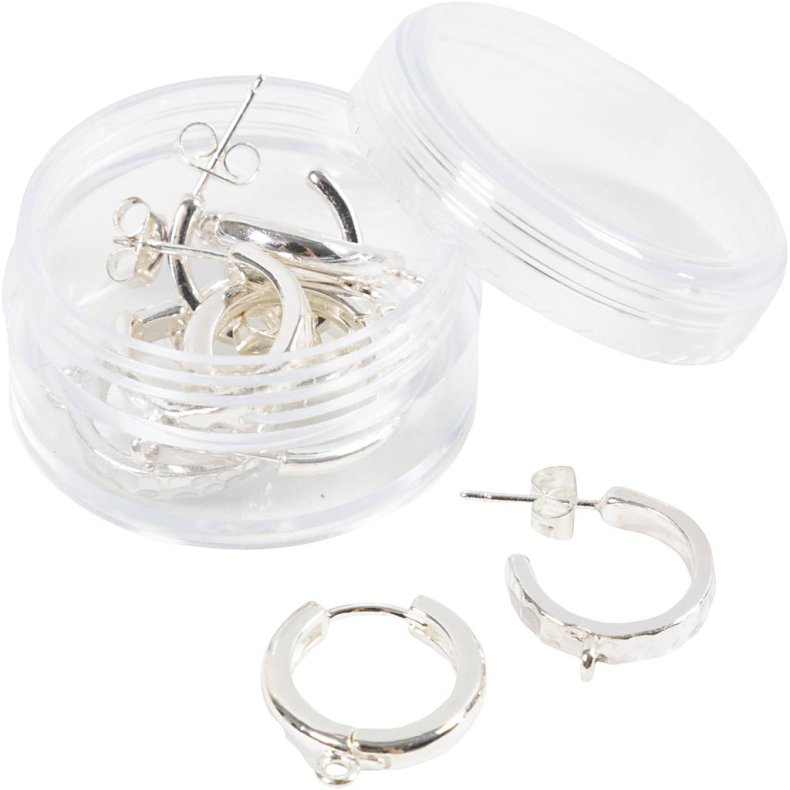 Creoler med &oslash;je, diam. 15 mm, tykkelse 3 mm, fors&oslash;lvet, 2x2 par/ 1 pk.