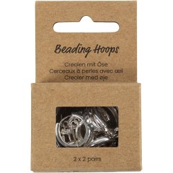 Creoler med &oslash;je, diam. 15 mm, tykkelse 3 mm, fors&oslash;lvet, 2x2 par/ 1 pk.