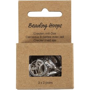 Creoler med øje, diam. 15 mm, tykkelse 3 mm, forsølvet, 2x2 par/ 1 pk.