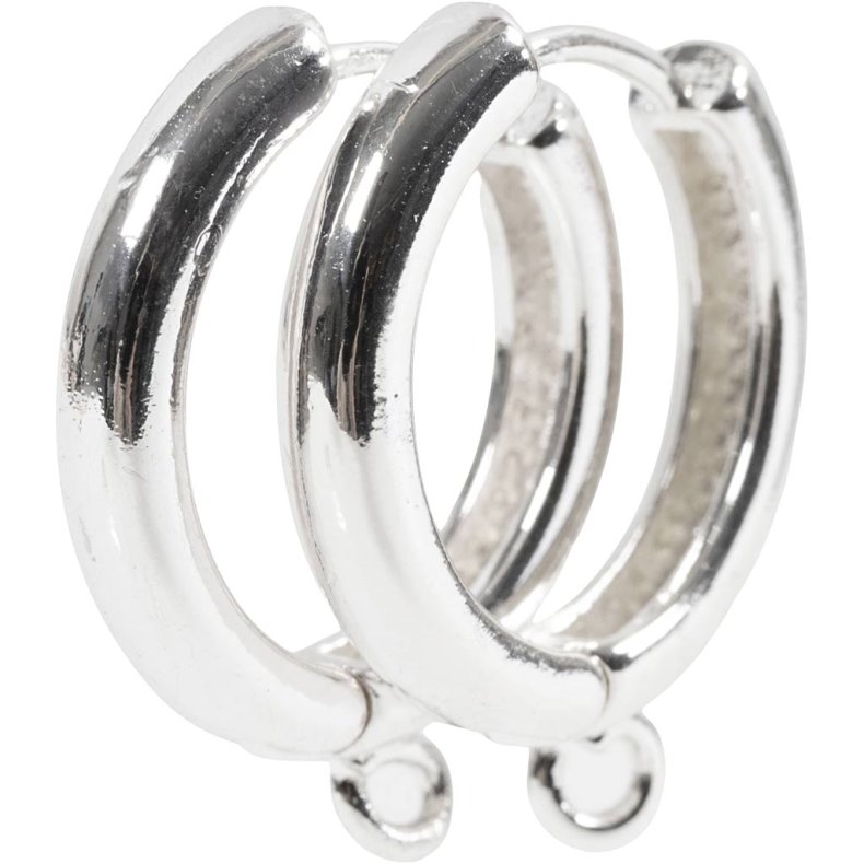 Creoler med &oslash;je, diam. 15 mm, tykkelse 3 mm, fors&oslash;lvet, 2x2 par/ 1 pk.